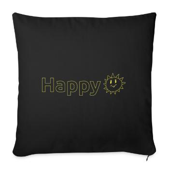 Happy - Sofakissenbezug 45 x 45 cm - Schwarz - Vorne