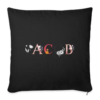 JACOB Art du nom avec fleurs brodées - Housse de coussin décorative 45 x 45 cm - noir - Devant