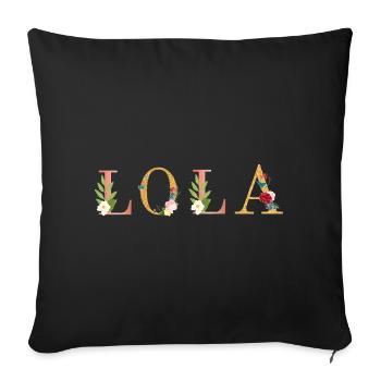 LOLA Name Art With Flowers Embroidered - Sofa pillowcase 17,3'' x 17,3'' (45 x 45 cm) - black - Front