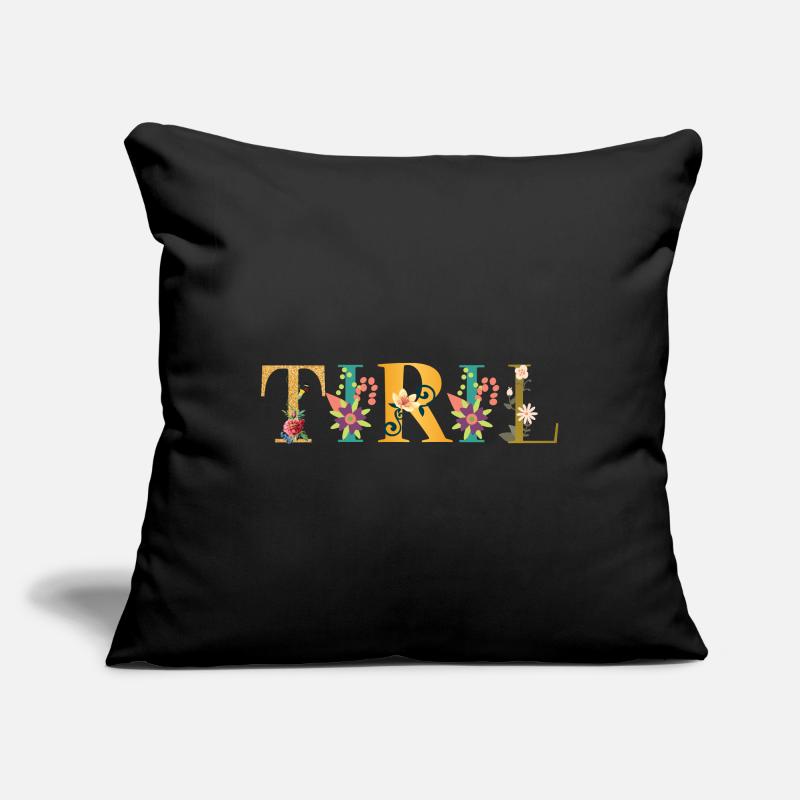 TIRIL Nom Décoré de Fleurs Housse de coussin décorative 45 x 45 cm