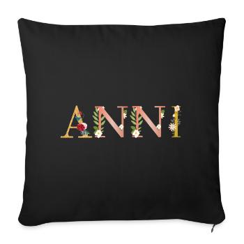 ANNI name decorated with flowers - Sofa pillowcase 17,3'' x 17,3'' (45 x 45 cm) - black - Front