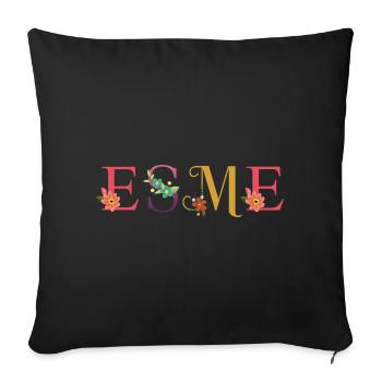Nom ESME fleuri - Housse de coussin décorative 45 x 45 cm - noir - Devant
