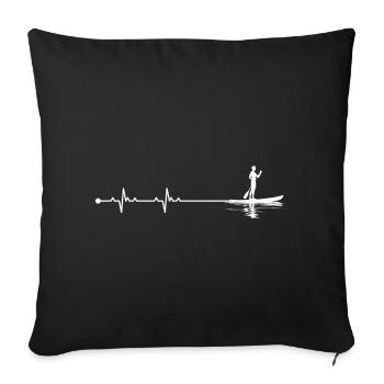 Camping Heartbeat Line Art - Sofa pillowcase 17,3'' x 17,3'' (45 x 45 cm) - black - Front