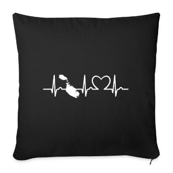 Courbe cardiaque Malte - Voyage - Nation - Pouls - ECG - Housse de coussin décorative 45 x 45 cm - noir - Devant