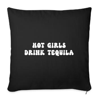 Humorvoller Aperitif Mädchen trinken Tequila - Sofakissenbezug 45 x 45 cm - Schwarz - Vorne
