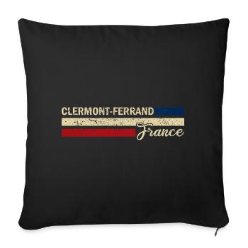 France - Clermont-Ferrand - France - Drapeau - Housse de coussin décorative 45 x 45 cm - noir - Devant