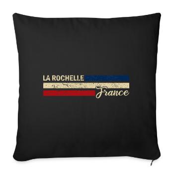 France - La Rochelle - Frankreich - Flagge - Sofakissenbezug 45 x 45 cm - Schwarz - Vorne