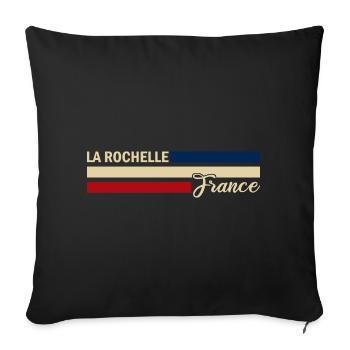 France - La Rochelle - Frankreich - Flagge - Sofakissenbezug 45 x 45 cm - Schwarz - Vorne