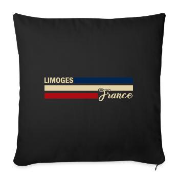 France - Limoges - Frankreich - Flagge - Streifen - Sofakissenbezug 45 x 45 cm - Schwarz - Vorne