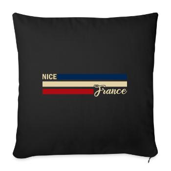 France - Nice - Nizza - Frankreich - Flagge - Sofakissenbezug 45 x 45 cm - Schwarz - Vorne