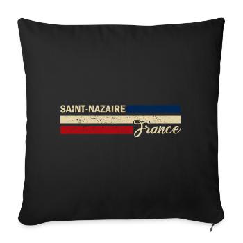 France - Saint-Nazaire - France - Drapeau - Housse de coussin décorative 45 x 45 cm - noir - Devant
