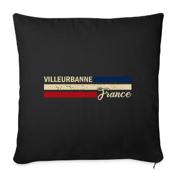 France - Villeurbanne - France - Flag - Sofa pillowcase 17,3'' x 17,3'' (45 x 45 cm) - black - Front