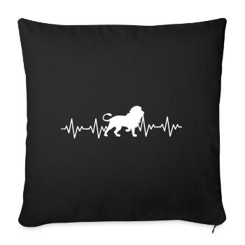 ECG en Léo, battement cardiaque - Housse de coussin décorative 45 x 45 cm - noir - Devant