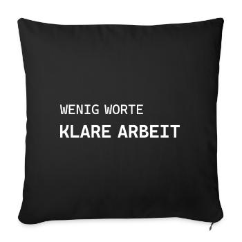 Few words. Clear work. - Sofa pillowcase 17,3'' x 17,3'' (45 x 45 cm) - black - Front