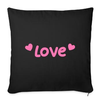 Love pastel et cœurs rose - Housse de coussin décorative 45 x 45 cm - noir - Devant