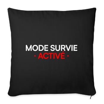 MODE SURVIE ACTIVÉ – Lundi humour travail - Housse de coussin décorative 45 x 45 cm - noir - Devant