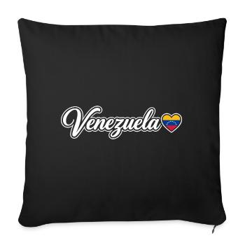 Venezuela Script with Flag Heart Love - Sofa pillowcase 17,3'' x 17,3'' (45 x 45 cm) - black - Front