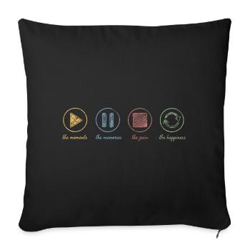 Mindfulness, Moments, Memories, Happiness - Sofa pillowcase 17,3'' x 17,3'' (45 x 45 cm) - black - Front