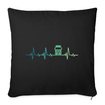 chauffeur routier battement de coeur camion  - Housse de coussin décorative 45 x 45 cm - noir - Devant