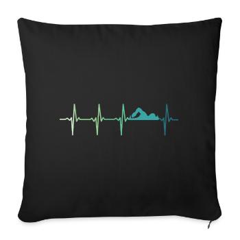 Schwimmendes Herzschlag-Schwimmer-Geschenk - Sofakissenbezug 45 x 45 cm - Schwarz - Vorne
