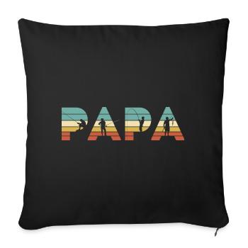 Papa Vintage Angel-Vater-Angler-Geschenk - Sofakissenbezug 45 x 45 cm - Schwarz - Vorne