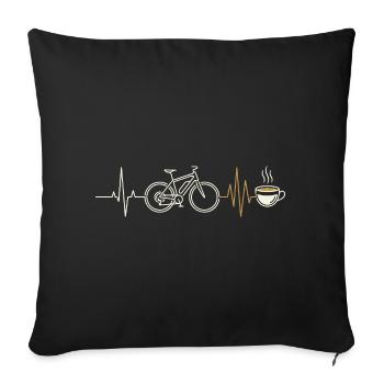 E-bike bike, heartbeat and coffee - Sofa pillowcase 17,3'' x 17,3'' (45 x 45 cm) - black - Front
