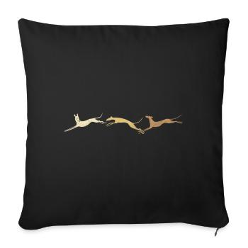 3 lévriers bruns sauteurs - Housse de coussin décorative 45 x 45 cm - noir - Devant