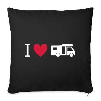 ★ Design colors can be changed ★ I love motorhomes - Sofa pillowcase 17,3'' x 17,3'' (45 x 45 cm) - black - Front