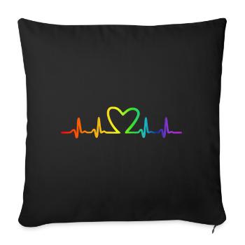 LGBT Pride Rainbow Heartbeat - Housse de coussin décorative 45 x 45 cm - noir - Devant