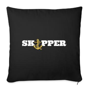 Skipper, Sailor, Seemann mit Anker - Sofakissenbezug 45 x 45 cm - Schwarz - Vorne