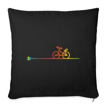 colorful electric cable with plug and bicycle - Sofa pillowcase 17,3'' x 17,3'' (45 x 45 cm) - black - Front