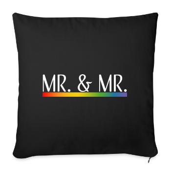 Regenbogenstreifen Mr und Mr weiss - Sofakissenbezug 45 x 45 cm - Schwarz - Vorne