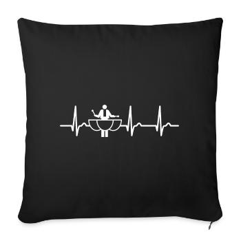 Courbe ECG Paukist - courbe cardiaque - pouls - musique - Housse de coussin décorative 45 x 45 cm - noir - Devant