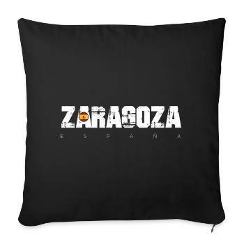 Zaragoza Rough Text City Flag Tee - Sofa pillowcase 17,3'' x 17,3'' (45 x 45 cm) - black - Front