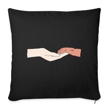 A human hand and a dog's paw - Sofa pillowcase 17,3'' x 17,3'' (45 x 45 cm) - black - Front
