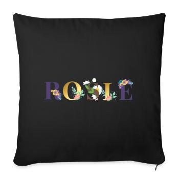 ROSIE Name Art With Flowers Embroidered - Sofa pillowcase 17,3'' x 17,3'' (45 x 45 cm) - black - Front