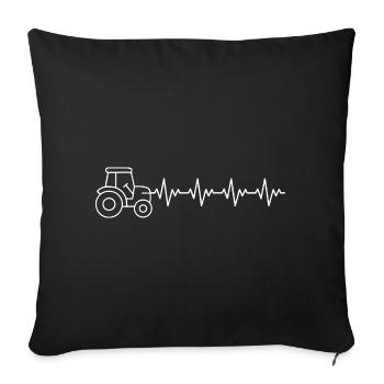 Tracteur Bauer ECG Battement de cœur - Housse de coussin décorative 45 x 45 cm - noir - Devant