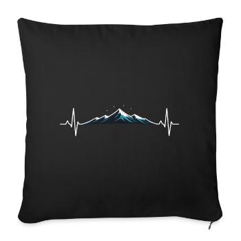 Battement de cœur au sommet de la montagne - Housse de coussin décorative 45 x 45 cm - noir - Devant