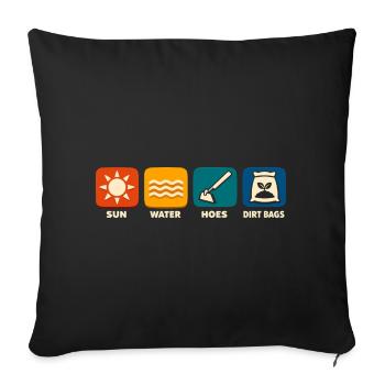 Soleil, Eau, Brossage, Jardinage Amusant - Housse de coussin décorative 45 x 45 cm - noir - Devant