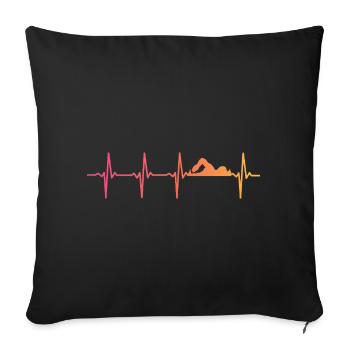 Swimming sunset heartbeat swimmer gift - Sofa pillowcase 17,3'' x 17,3'' (45 x 45 cm) - black - Front