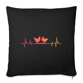 Hennen-Sonnenuntergangs-Herzschlag-Hennen - Sofakissenbezug 45 x 45 cm - Schwarz - Vorne