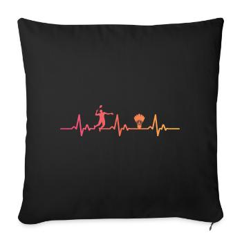 Badminton Sonnenuntergang Herzschlag Badminton - Sofakissenbezug 45 x 45 cm - Schwarz - Vorne