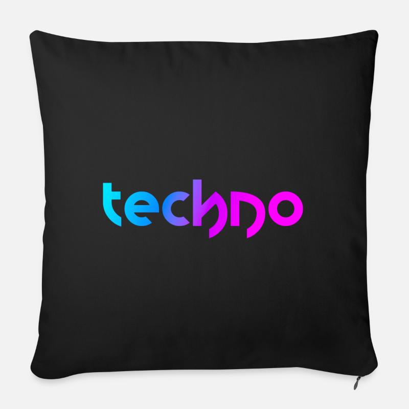 Techno (Neon Style) - Sofa pillowcase 17,3'' x 17,3'' (45 x 45 cm) - black