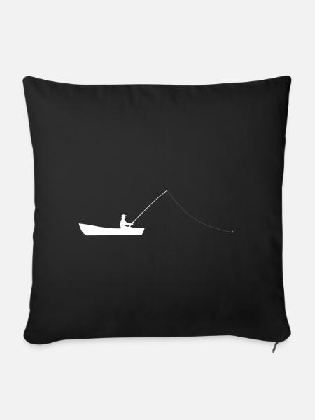 Angler Angeln Boot Geschenkidee - Sofakissenbezug 45 x 45 cm - Schwarz