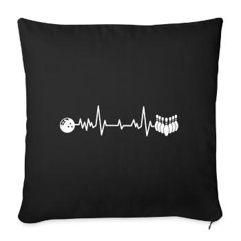 Bowling Herzschlag für einen Pin Bowler Alley - Sofakissenbezug 45 x 45 cm - Schwarz - Vorne