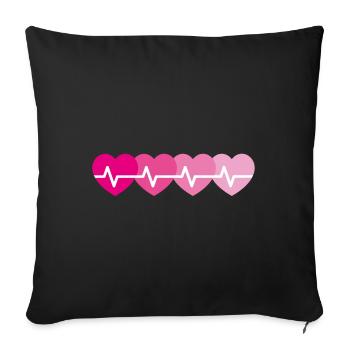 Fréquence Heart Pulse Heartline - Housse de coussin décorative 45 x 45 cm - noir - Devant