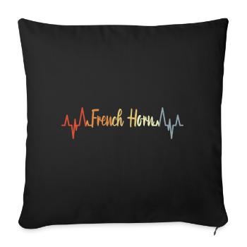 Battement de cœur de corne rétro - Housse de coussin décorative 45 x 45 cm - noir - Devant
