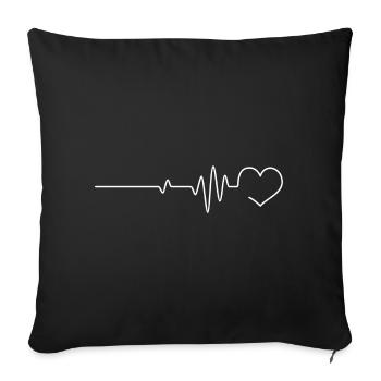 Heartbeat love - Sofa pillowcase 17,3'' x 17,3'' (45 x 45 cm) - black - Front
