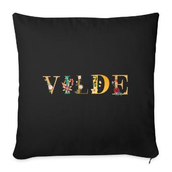 VILDE name decorated with flowers - Sofa pillowcase 17,3'' x 17,3'' (45 x 45 cm) - black - Front