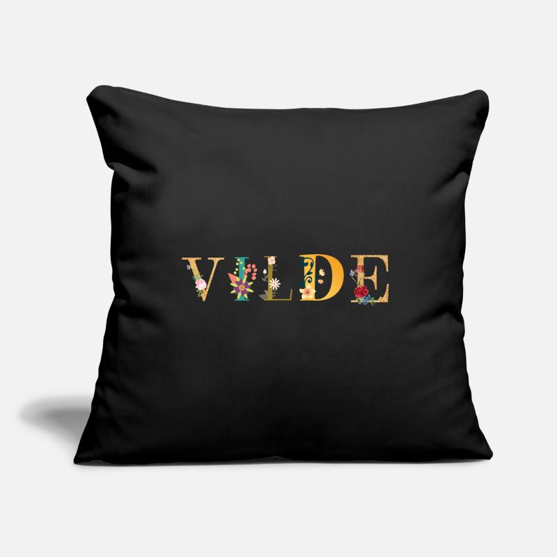 Le nom de VILDE est décoré de fleurs Housse de coussin décorative 45 x 45 cm